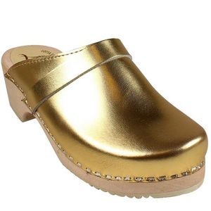"Lotta" Gold Clogs!  Size 6 Never Worn